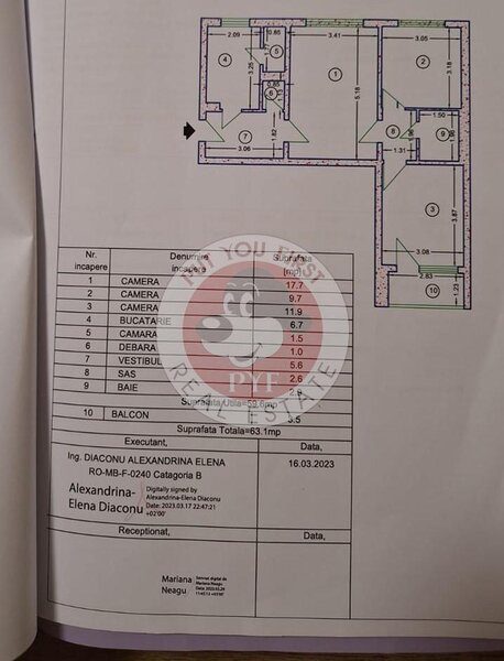 1 Decembrie 1918 | Apartament 3 camere | 60 mp | semidecomandat | B10169